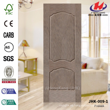 JHK-009-1 Garaje exterior Grano de madera La mejor calidad Natural Padouk Veneer moldeado Venta Fábrica Puerta Piel